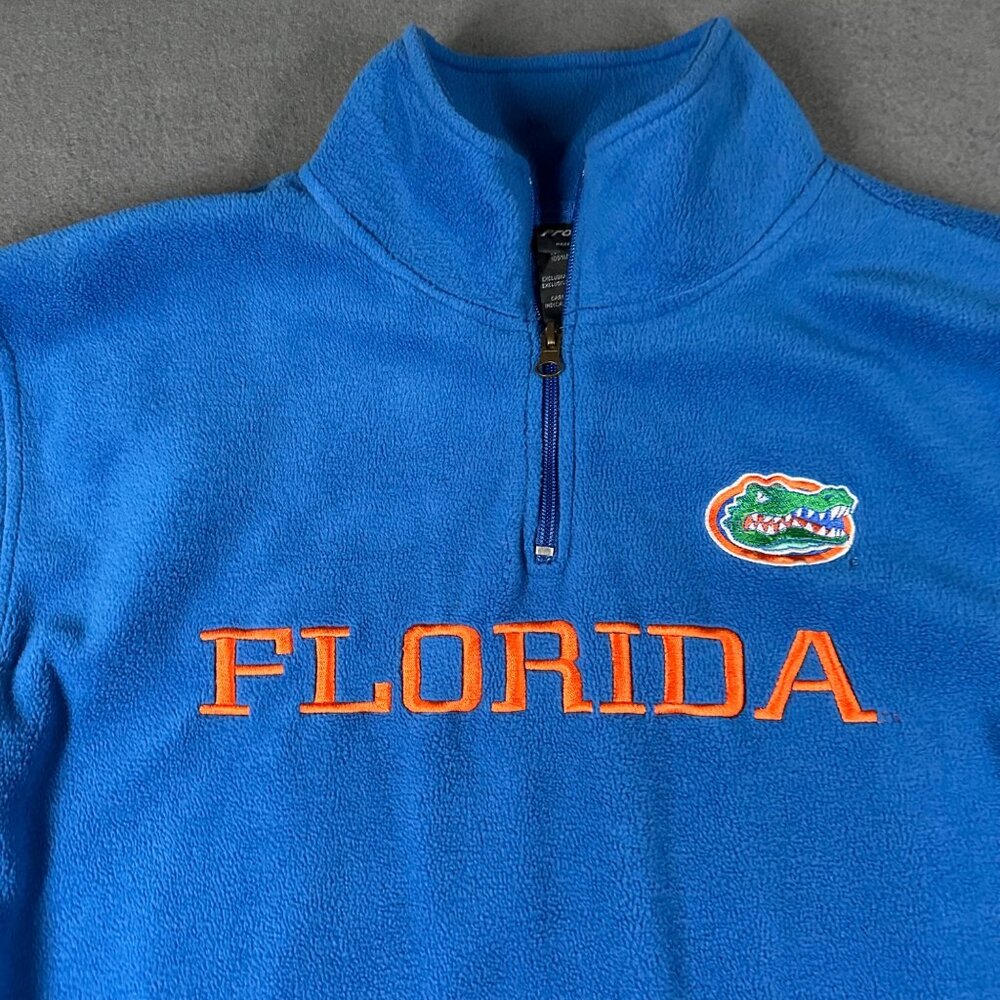 Florida Gators Medium Pro Edge Blue Pullover 1/4 Zip Fleece Kangaroo Pocket Soft - Picture 3 of 12